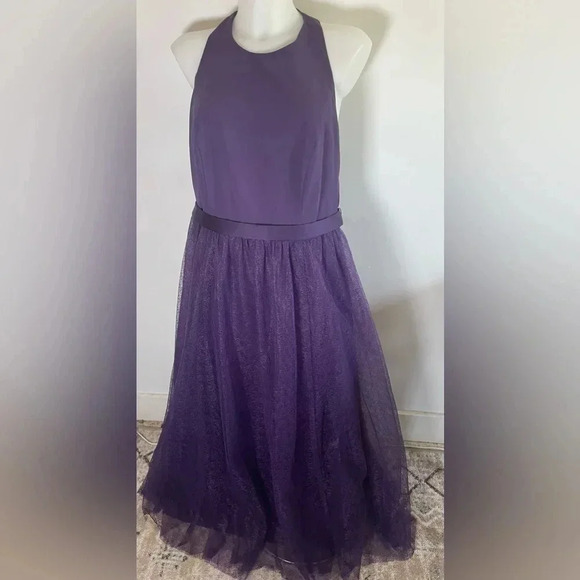 Vera Wang Bridesmaid Amethyst Purple‎ Racer Back High Neck Dress Plus Size 18 - Picture 3 of 12